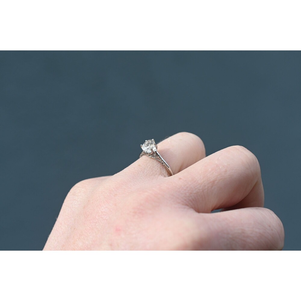 Rough Diamond Engagement Ring Wedding Classic Contemporary Quartz Sterling Silve